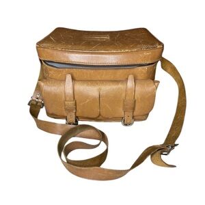 Vintage leather camera shoulder bag